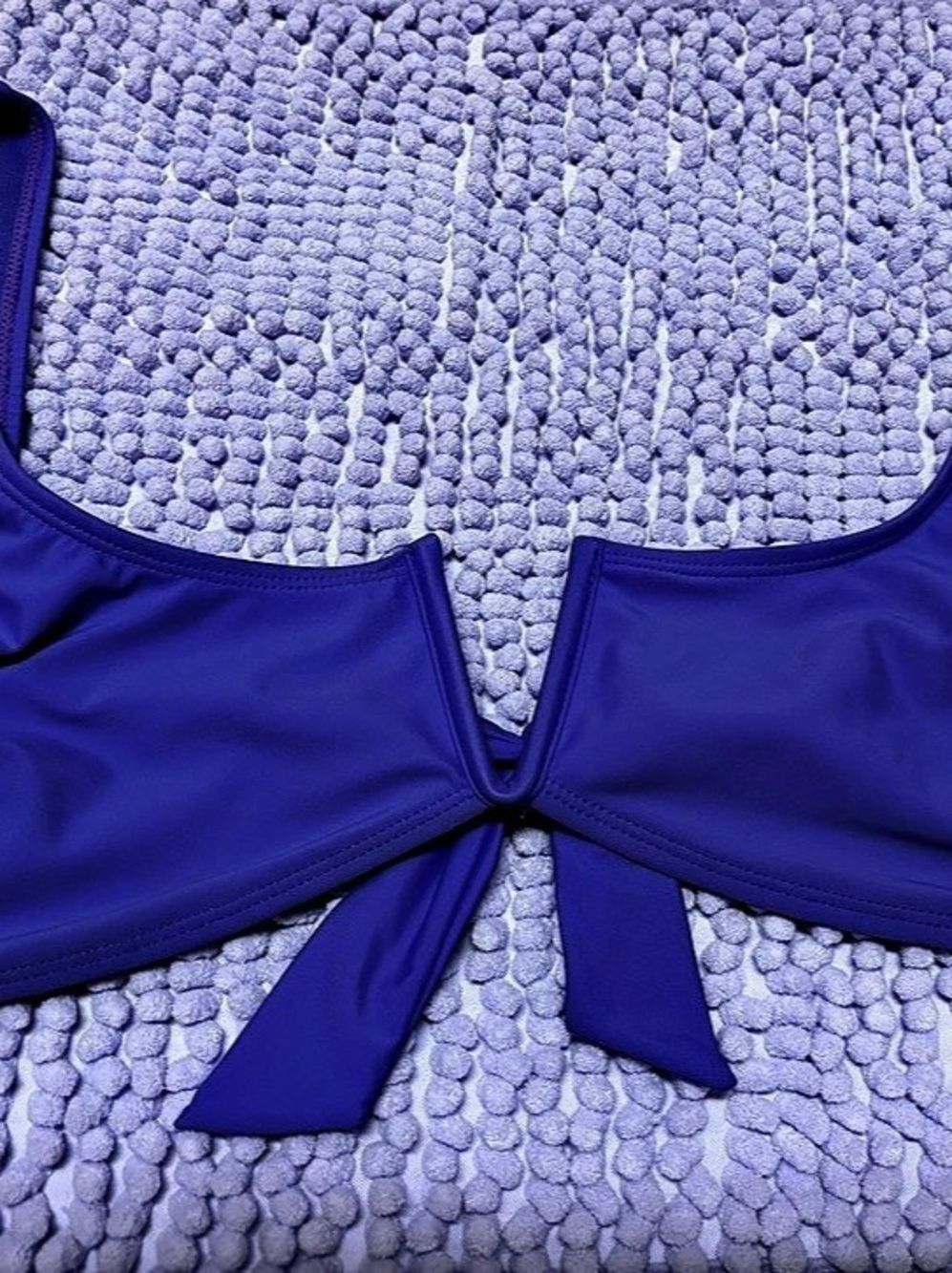 Purple No boundaries Bikini Top with V shape cleavage. Tie back. Medium Like New